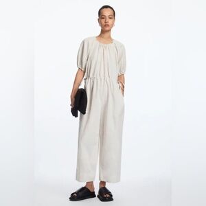 COS Puff-Sleeve Linen Jumpsuit